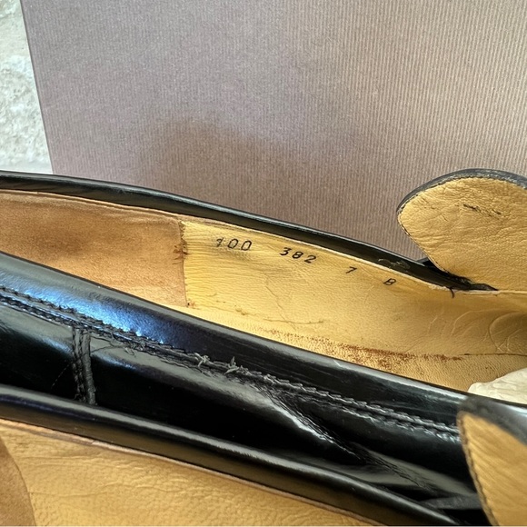 Gucci block heel horsebit loafers rubber sole vintage 90s moccasino nero 7 - Picture 2 of 16